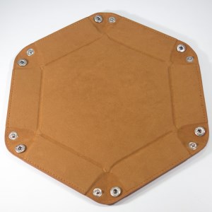 Plateau de dés hexagonal pliable en cuir (03)
